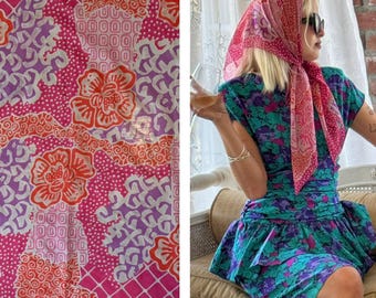 Rosa & Lila Vintage Kopftuch Sarong Wrap. Dreieckstuch Jackie O
