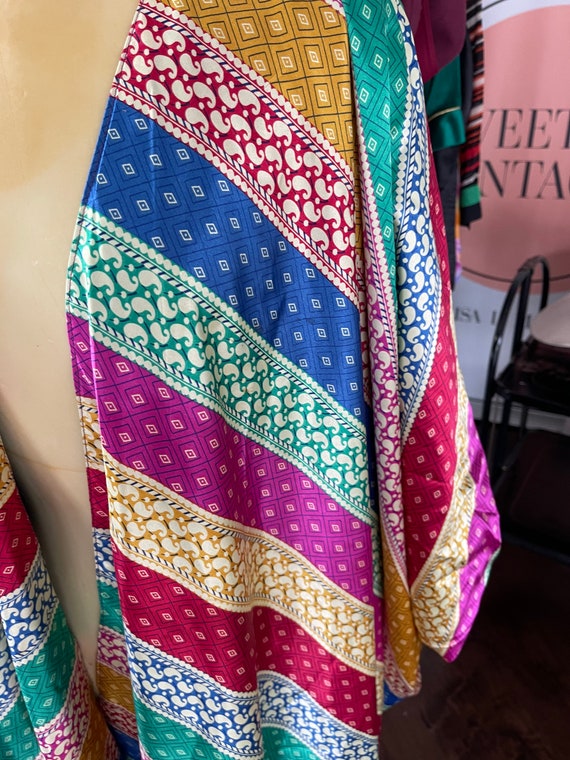 Stunning 70s Fluid Flowy Jewel Tone Kimono Duster - image 7