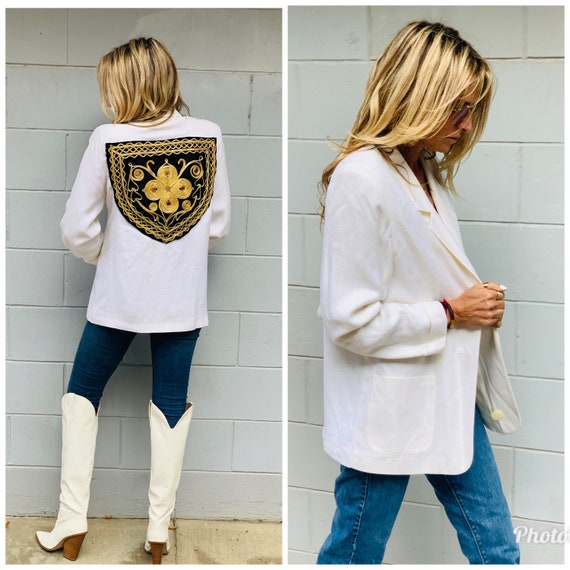 80s oversize Blazer Jacket patchwork - image 3