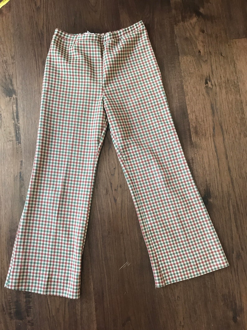 Vintage 70s Plaid Bell Bottoms Pants Flares XS S M Boho Hippie - Etsy