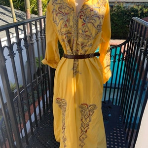 70s kaftan kimono maxi dress yellow goddess xs s m image 3