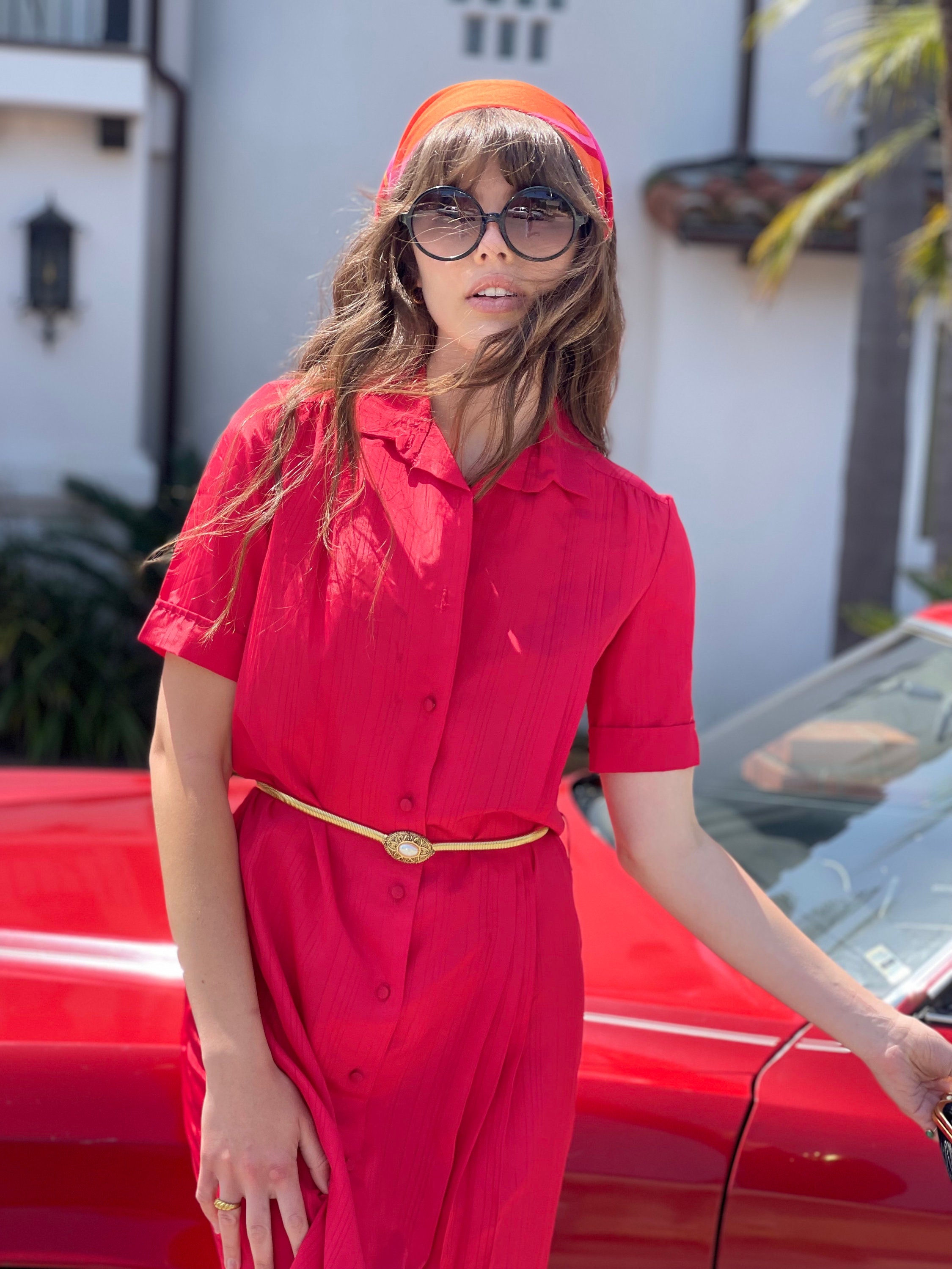 70s 80s Designer LANVIN Paris New York Berry Hue Dress Chic