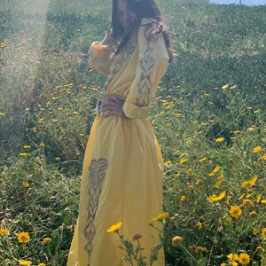 70s kaftan kimono maxi dress yellow goddess xs s m image 5