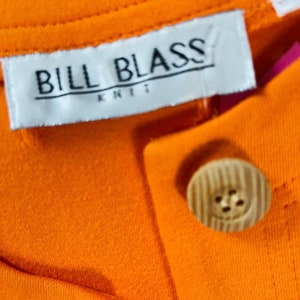 80s upcycled orange Bill Blass Skirt crop SET knit set S M image 5