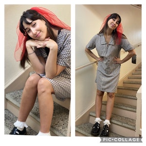 70s 80s Plaid House Dress Lounger maxi Cottage Core Grunge M L