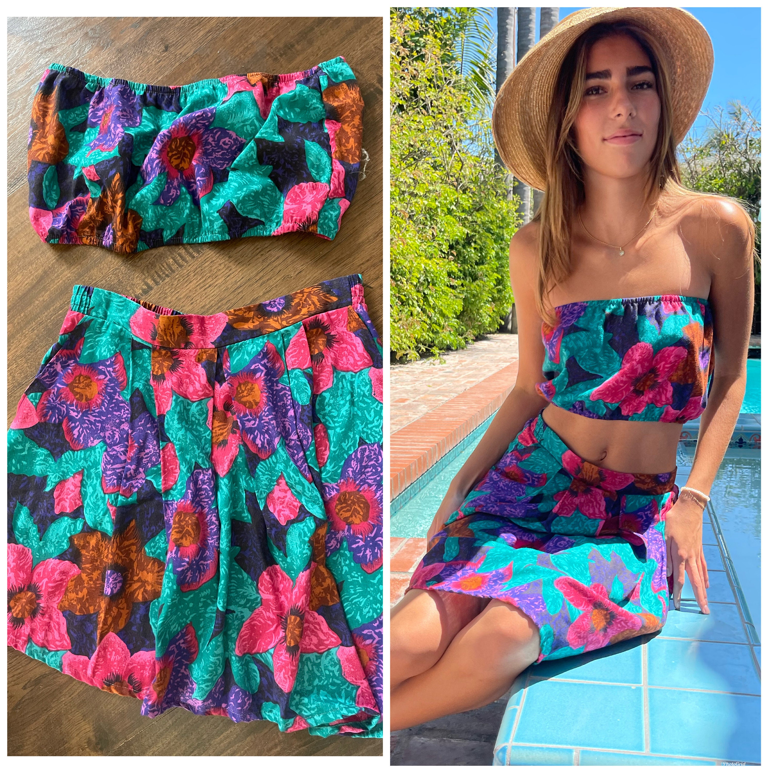 PISCESS★ Flower Splash Tube Top Skirt Set★6色 PISCESS☆ Flower Splash Tube Top Skirt Set☆6色