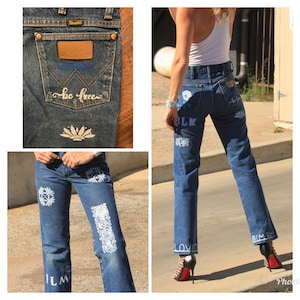 70s high waist wrangler jeans painted on BLM Small image 1