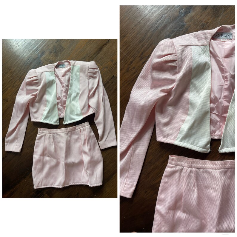 80s two piece Upcycled Crop Blazer & Mini skirt Barbiecore S image 5