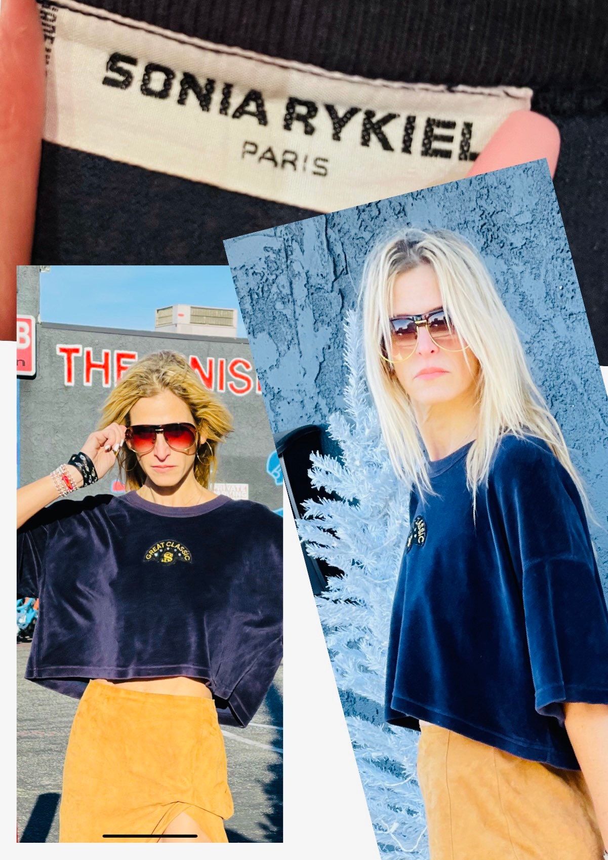 SONIA RYKIEL FRANCE ロゴ サテン ブルゾン Sonia Rykiel Paris Velour Velvet Pullover Sweater Top Logo Cute