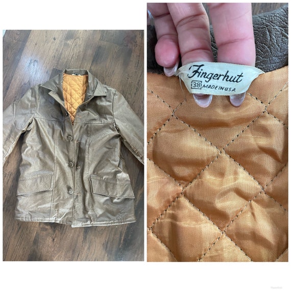 70s Brown Leather Unisex Jacket Coat Boho Rocker … - image 7