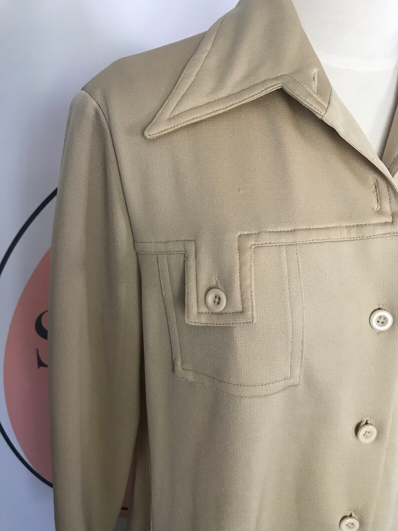 Vintage 70s Camel Coat dress shirt dress blazer jacket XS S M Preppy image 5