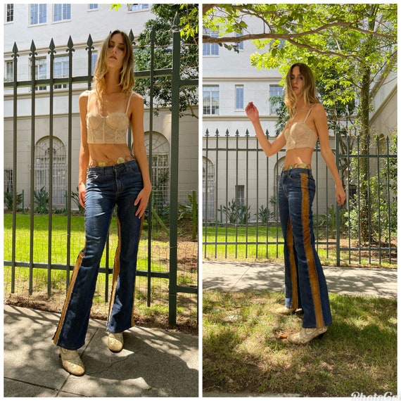 Dolce & Gabbana Jeans With Leather Side Piping SO HOT Flares - Etsy