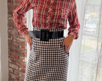 70s Charmimg Plaid Blouse Delightful Color Way S M