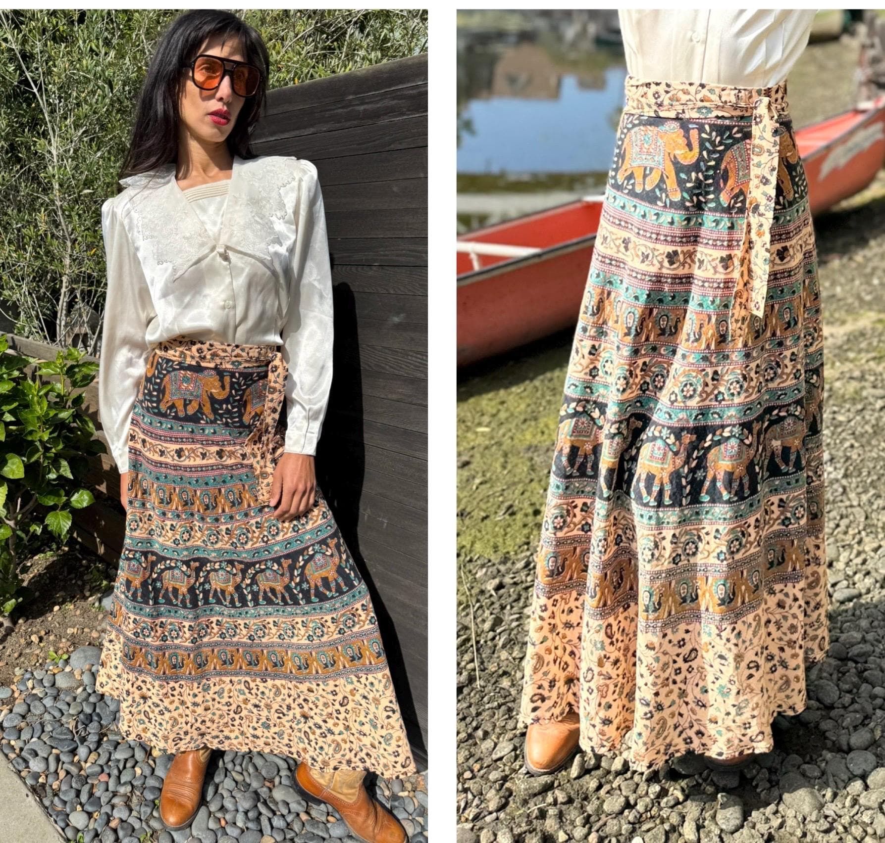 Annebouti Gonna Lunga Maxi Boho A Vita Alta Con Pieghe – Floreale, Taglie Forti (S-XXL) - 3
