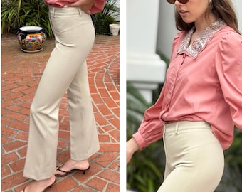 High Waist 80s French PARIS trousers pants Slacks structured Sleek S M