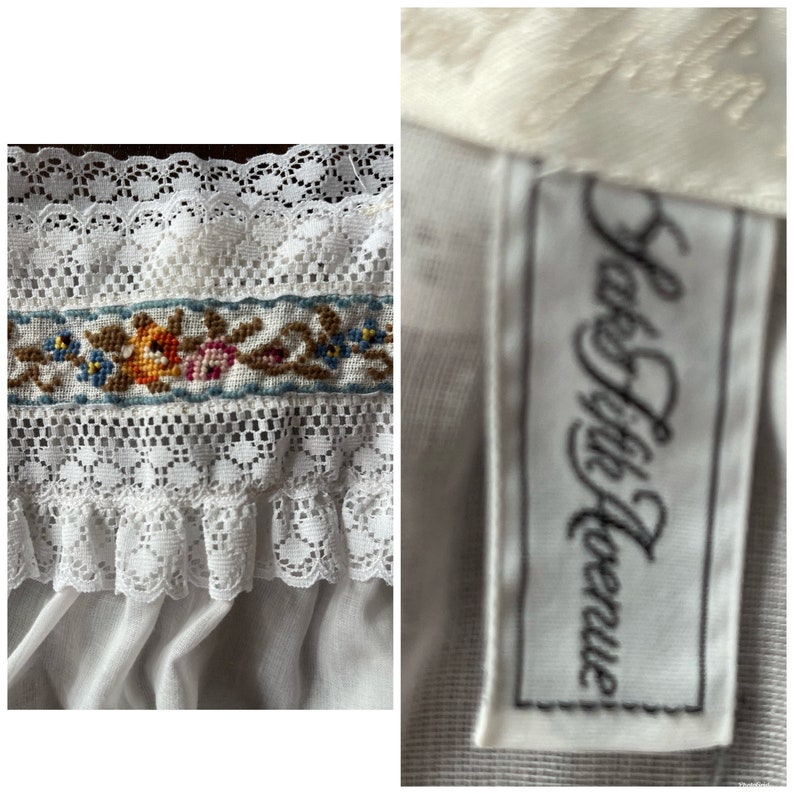 70s Designer Saks Fifth Ave Sheer Maxi Dress Boho Goddess Embroidery Neckline S M image 8