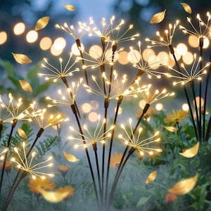 Solar Firework String Lights –LED Hanging Fairy Lights with Remote, Waterproof Outdoor Garden Decor, Warm White Patio Lights