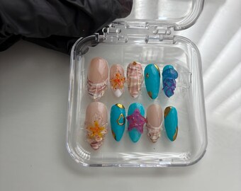 Handmade Gel Press-on nails: Beach Paradise