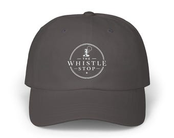 The Whistle Stop Dad Cap | Vintage Railroad Café Hat | Cozy Small Town Embroidered Cap