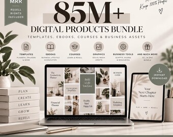 85M+ Digital Products Bundle | PLR MRR Resell Rights | Templates, Ebooks & Courses
