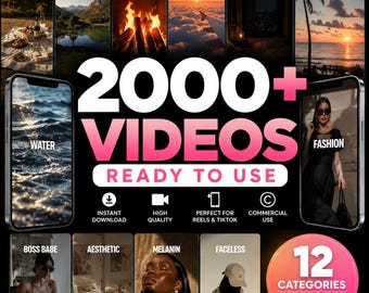 2000+ Aesthetic Videos Bundle, Viral Content Pack, TikTok Reels Videos, Content Creator Kit