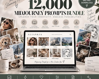 12,000 Midjourney Prompts | AI Art Prompt Library | Coloring Book & Creative Prompts