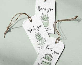 Favor Tags | Succulent | Printable | Digital Download | Gift Tag | Baby Shower | Bridal Shower | Wedding Favor | Minimalist | Boho | Green