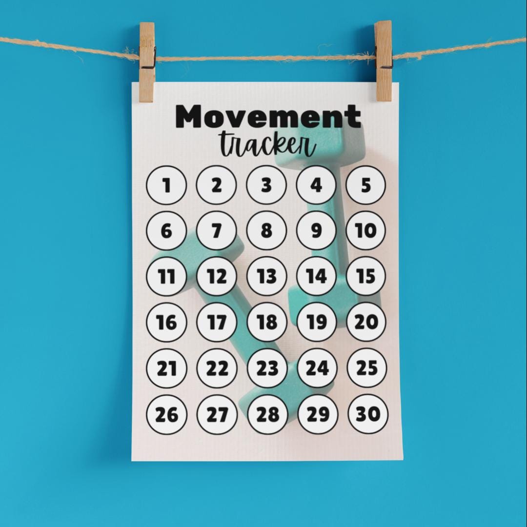 Movement Tracker | 30 Days | Exercise | Printable (PDF) - Etsy