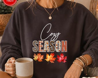 Cozy Season Sweatshirt, Retro Fall Sweatshirt, Get Cozy Sweatshirt, Womens Fall Sweaters, Fall Graphic Tee, Women Fall Shirt,Sweater Weather