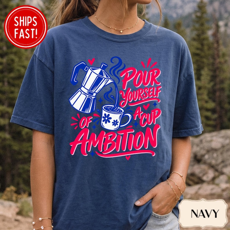 Comfort Colors Dolly Pour Yourself a Cup of Ambition Shirt, Retro Coffee T-shirt, 9 to 5 Country, Coffee Club, Caffeine Lover, Dollywood T image 9