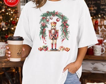 Comfort Colors Coquette Nutcracker Christmas T-Shirt, Coquette Holiday Party Tee, Womens Festive Nutcracker T-shirt, Group Family Christmas