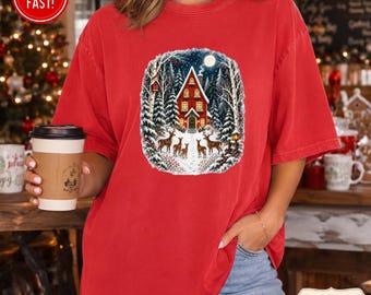 Christmas Reindeer T-Shirt, Comfort Colors Christmas Winter Wonderland TShirt, Festive Reindeer Shirt, Most Wonderful Time of The Year Shirt