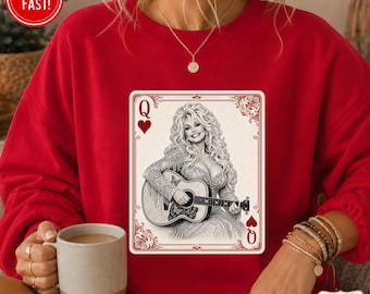 Dolly Tribute Queen of Hearts Christmas Sweatshirt, Country Music Legend Sweatshirt, In Loving Memory Dolly, Vintage Dolly Christmas Gift