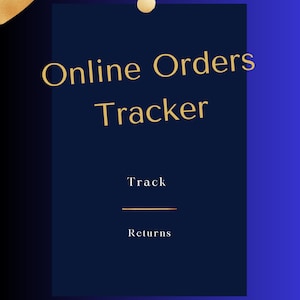 May include: A digital graphic with a deep blue gradient background featuring gold brushstroke accents. The text reads DELIVERIES at the top, followed by Online Orders Tracker, Track, and Returns in gold lettering on a dark blue rectangular panel.