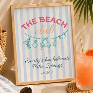 Skyltar till poolparty med möhippa, neutrala skyltar | Redigerbar Canva-mall, dekoration för poolparty på strandklubb, minimalistiska festskyltar