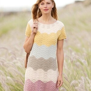 wave pattern knit dress Knitted PDF – Top Down Striped Dress in Belle Yarn (S–XXXL) no_time_frame
