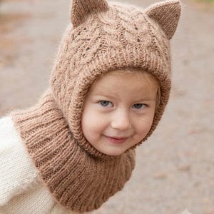 Kids Balaclava Knitting Pattern PDF – Top Down Hood with Ears in Lima & Kid-Silk (2–14 Years)