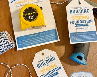 Christian Men Gift Tags | Building Strong Foundation (Matthew 7:24-25)