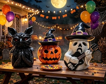 Handmade resin ghost Statue, Halloween decorative night light, suitable for bedrooms, parties,Halloween gifts