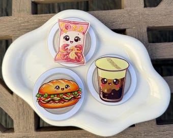 Kawaii Food MagSafe Phone Grip | Banh Mi, Egg Coffee & Shrimp Chips Phone Holder