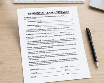 Residential Lease Agreement Template, Landlord Tenant Contract (PDF Word)