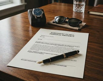 Personal Property Contract Template, Bill of Agreement (Digital Download)