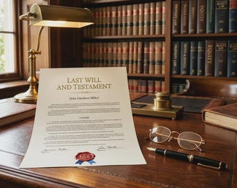 Last Will and Testament Template, Estate Planning Form, Legal Will (PDF Download)