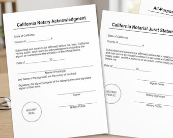 California Notary Acknowledgment Form, All-Purpose Certificate (PDF Word)