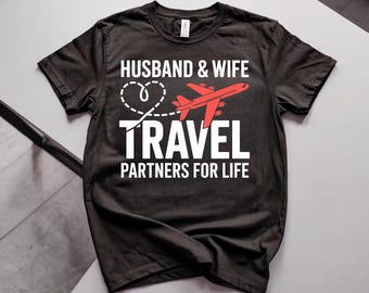 お揃いの夫婦Tシャツ、生涯の旅のパートナーカップルTシャツ、バケーションコーデトップス