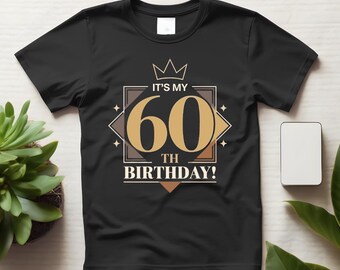 Camiseta "É meu aniversário de 60 anos, rainha!", camiseta de aniversário com coroa para mulheres que completam 60 anos.