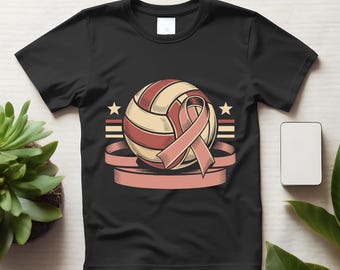 Volleyball Pink Breast Cancer Awareness Shirt, Pink Ribbon Graphic Tee for Players and Fans