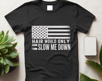 Camiseta divertida para corredores calvos: el pelo ralentiza la carrera.