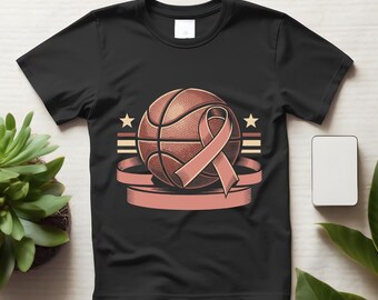 Camiseta rosa de basquete para conscientização sobre o câncer de mama, camiseta unissex com estampa para apoio no dia do jogo.