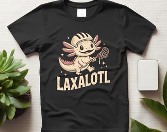 Lacrosse Laxalotl Axolotl Liebhaber Shirt, lustiges Sport Grafik T-Shirt für Lax Fans